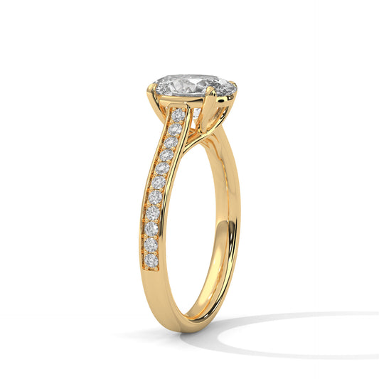 Bague de fiançailles Forja Empierrée – Diamant Ovale 2 Carats (Laboratoire)