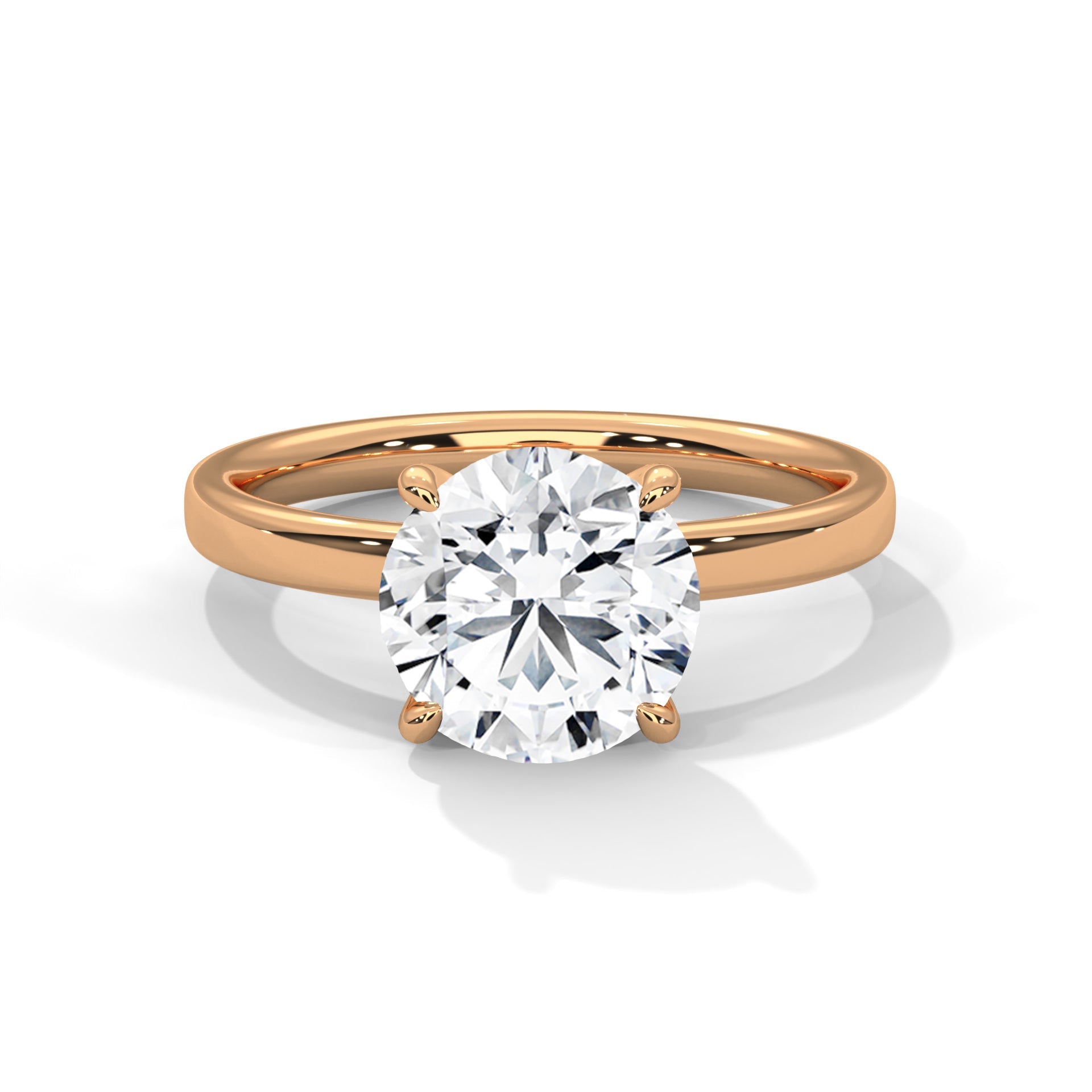 Bague de fiançailles solitaire 2,25 carats coupe ronde Moissanite or